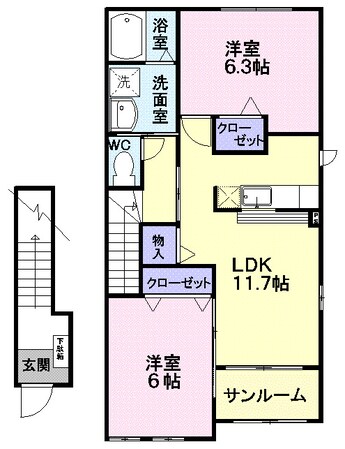 アンジュフランⅠの物件間取画像